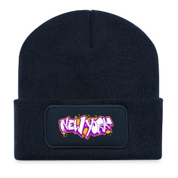 New York Horizontal Graffiti 3 - Recycled Patch Beanie - french navy - Front