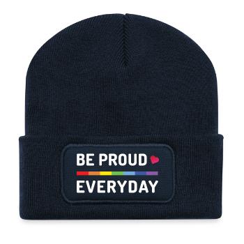 Mois de la fierté LGBT - Soyez fiers tous les jours - Beanie recyclé à patch - bleu marine - Devant