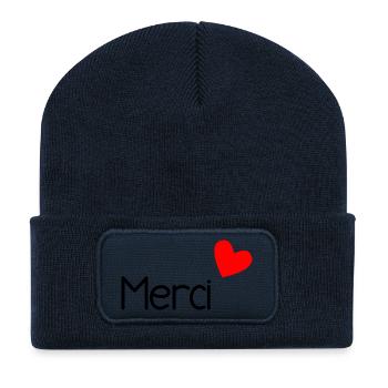 VIELEN DANK. GELIEBTE. MEISTER. DANKE HERRIN - Recycelte Patch Beanie - French Navy - Vorne