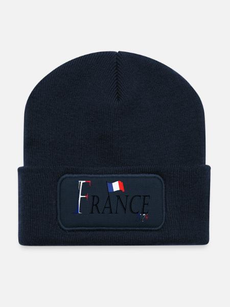 Drapeau France une apparence patriotique élégante - Beanie recyclé à patch - bleu marine
