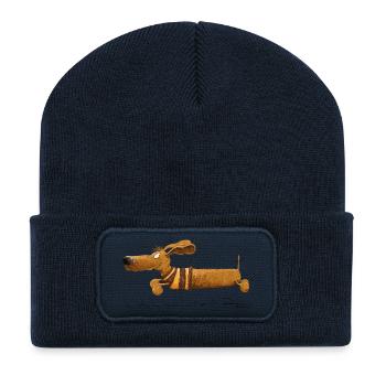Rennender Dackel I Dachshund I Teckel I Hund - Recycelte Patch Beanie - French Navy - Vorne