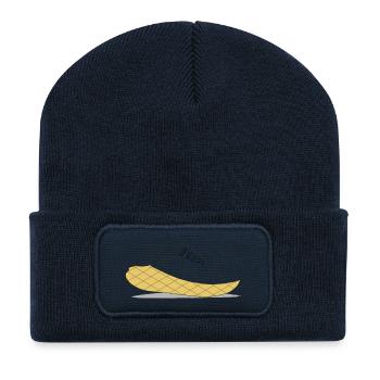 Gelbe Gitter-Sohle Sneaker - Recycelte Patch Beanie - French Navy - Vorne