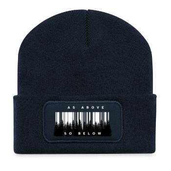 As Above So Below Forest Barcode - Recycled Patch Beanie - french navy - Front