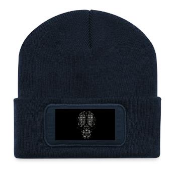 Noir et blanc et un peu de couleur ascii - Beanie recyclé à patch - bleu marine - Devant