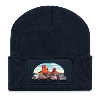 Sattelschlepper, Trucks auf dem Highway - Recycelte Patch Beanie - French Navy - Vorne