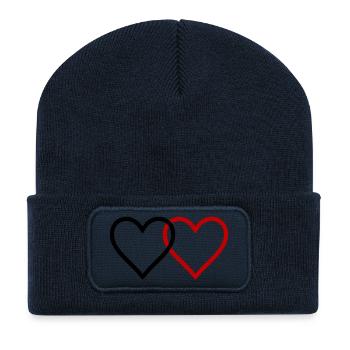 Herzen Paar Liebe - Recycelte Patch Beanie - French Navy - Vorne