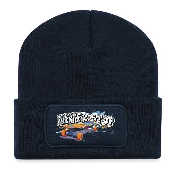 Colored Skateboard Graffiti Design - Recycled Patch Beanie - french navy - Front