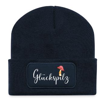 Lucky devil - Recycled Patch Beanie - french navy - Front