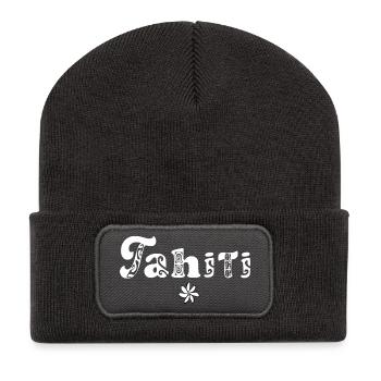 Tahiti (blanc) - Beanie recyclé à patch - charbon - Devant