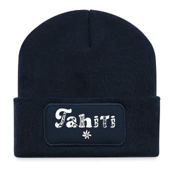 Tahiti (weiß) - Recycelte Patch Beanie - French Navy - Vorne