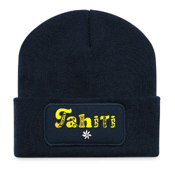 Tahiti (sunset) - Beanie recyclé à patch - bleu marine - Devant