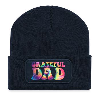 Grateful Dad Funny Father's Day Grateful Dad - Recycled Patch Beanie - french navy - Front