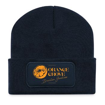 Illustration de tranche d’agrumes brésilienne - Beanie recyclé à patch - bleu marine - Devant