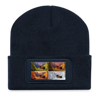 Hut idyll in the mountain valley - Recycled Patch Beanie - french navy - Front
