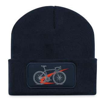 Red Cyclist Sketch - Recycled Patch Beanie - french navy - Front