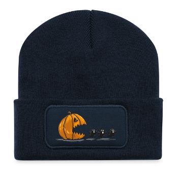 Pumpkin Stalks Halloween Ghosts - Recycled Patch Beanie - french navy - Front