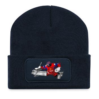 Gardien de but de hockey sur glace - Beanie recyclé à patch - bleu marine - Devant
