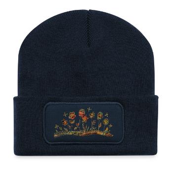 Fleur - Beanie recyclé à patch - bleu marine - Devant