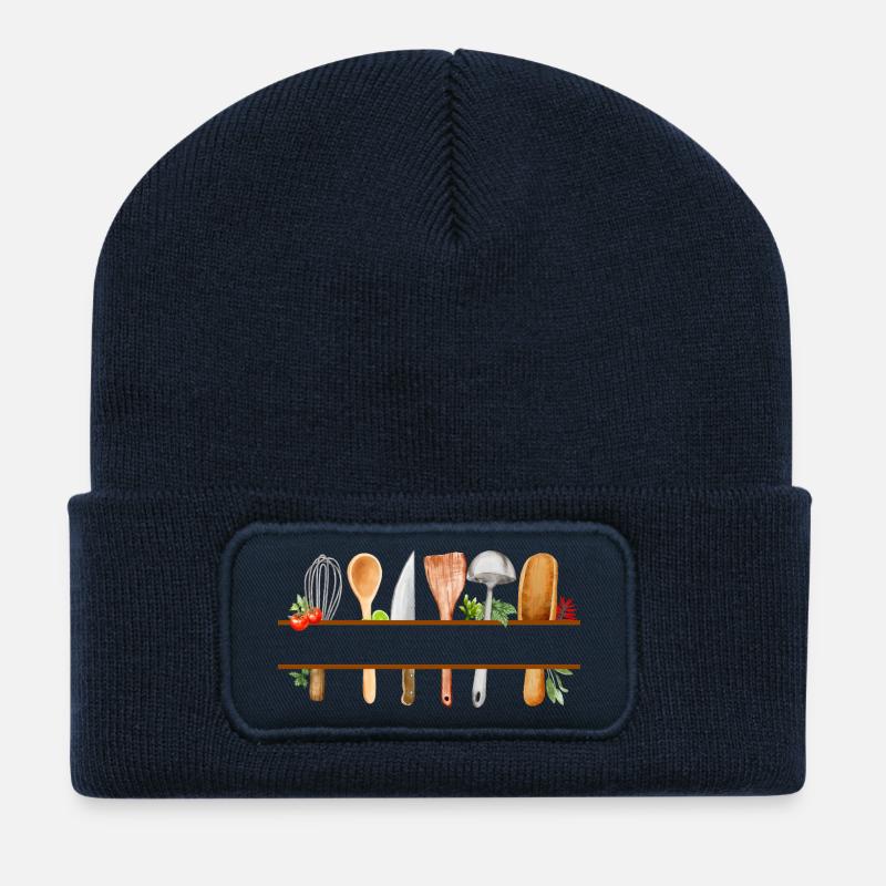 Personalisiertes Aquarell-Küchengeschenk - Recycelte Patch Beanie - French Navy