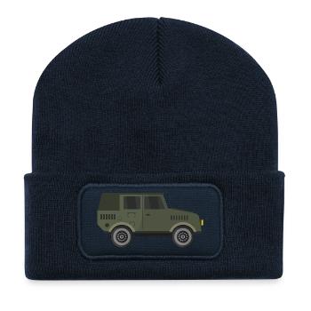 Jeep militaire - Beanie recyclé à patch - bleu marine - Devant