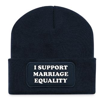 Support Marriage Equality LGBT  - Recycled Patch Beanie - french navy - Front