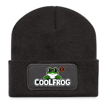 Cooler Frosch mit Sonnenbrille - Recycelte Patch Beanie - Dunkelgrau - Vorne