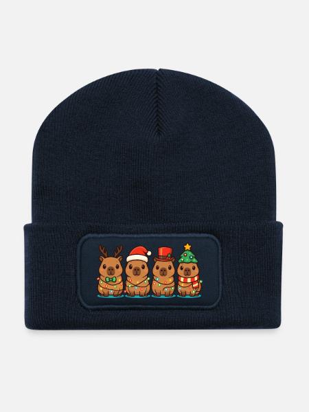 Capybara Weihnachtsmann Weihnachtsbeleuchtung - Recycelte Patch Beanie - French Navy