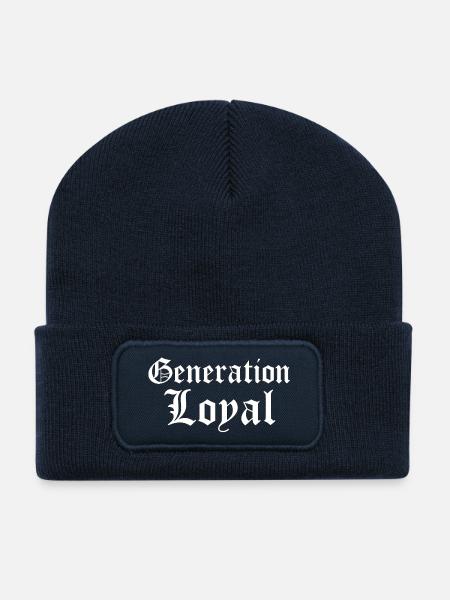 Generation Loyal Gothic Typography Design - Recycled Patch Beanie - french navy