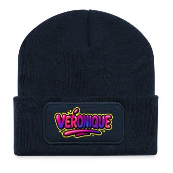 Graffiti-Name Véronique kann auf allem gedruckt werden! - Recycelte Patch Beanie - French Navy - Vorne