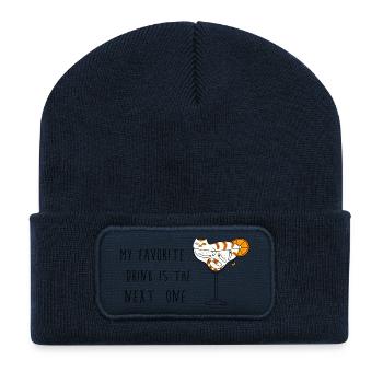 My Favorite Drink Is The Next One Cute Cat - Recycled Patch Beanie - french navy - Front
