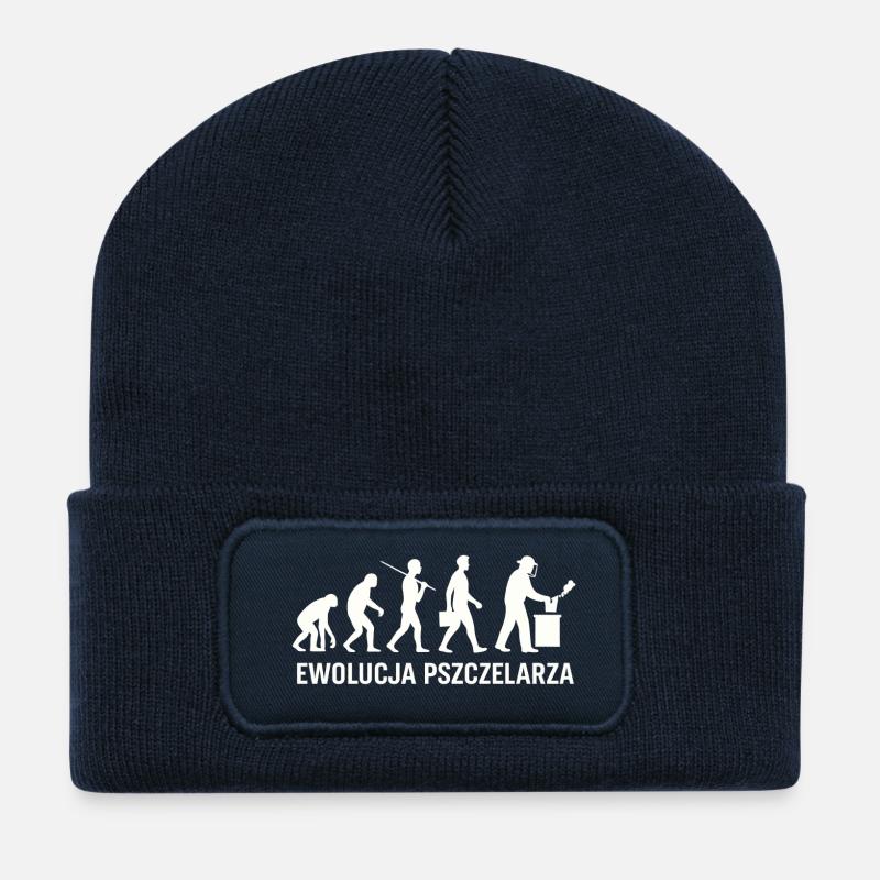 L’évolution de l’apiculteur - Beanie recyclé à patch - bleu marine