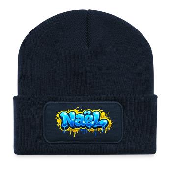 NAEL GRAFFITI NAME FOR PERFECT GIFT PRINTABLE  - Beanie recyclé à patch - bleu marine - Devant