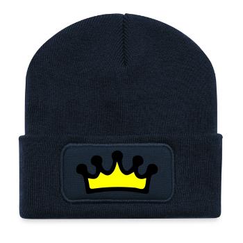 Symbole de la couronne - Beanie recyclé à patch - bleu marine - Devant