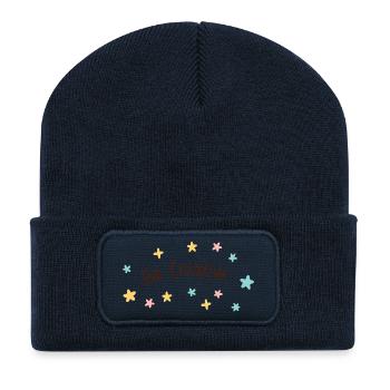 Sei kreativ: Pastellsterne und feine Buchstaben - Recycelte Patch Beanie - French Navy - Vorne