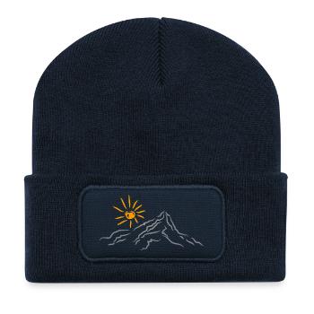 Mountain Nature Landscape - Recycled Patch Beanie - french navy - Front