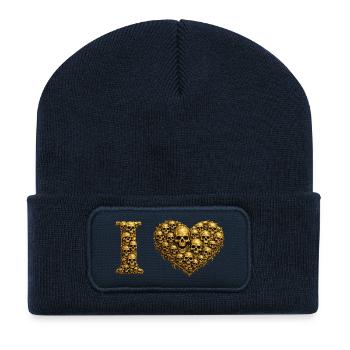 Heart of Skulls: Gothic Skull Love - Recycled Patch Beanie - french navy - Front