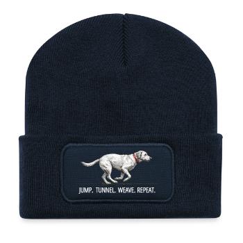 Jump Tunnel Weave Repeat Agility Hund - Recycelte Patch Beanie - French Navy - Vorne