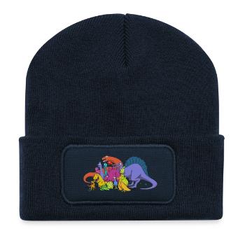 Dinosaurs are all friends - Beanie recyclé à patch - bleu marine - Devant