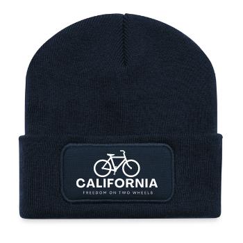 Bicyclette californienne - Beanie recyclé à patch - bleu marine - Devant
