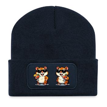 Cocktails de hamsters du soleil - Beanie recyclé à patch - bleu marine - Devant