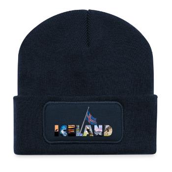 Lettrage islandais - Beanie recyclé à patch - bleu marine - Devant