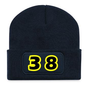 Symbole du chiffre 38 - Beanie recyclé à patch - bleu marine - Devant