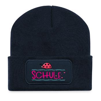 Schule  mit Glück - Recycelte Patch Beanie - French Navy - Vorne
