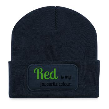 Rot - Recycelte Patch Beanie - French Navy - Vorne