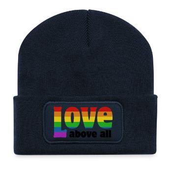 Love Above All | in Pride colors - Recycled Patch Beanie - french navy - Front