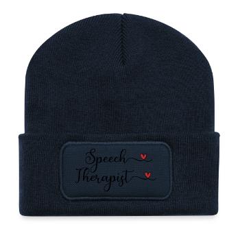 Sprachtherapeutin mit Herz - Recycelte Patch Beanie - French Navy - Vorne