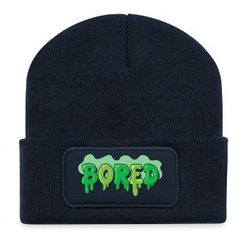 Graffiti Bored Slime Font - Recycled Patch Beanie - french navy - Front