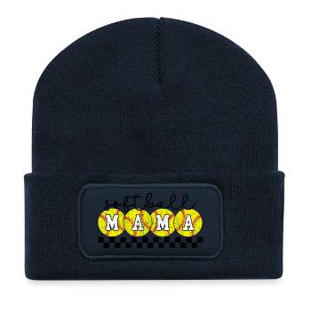 Softball-Mama-Spieltag - Recycelte Patch Beanie - French Navy - Vorne