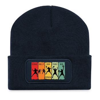 Retro Table Tennis Steps Serve Rally Smash Sieg - Recycelte Patch Beanie - French Navy - Vorne