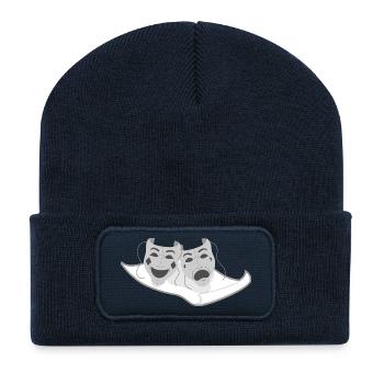 Theater Drama Flying Carpet With Theater Masks - Recycelte Patch Beanie - French Navy - Vorne